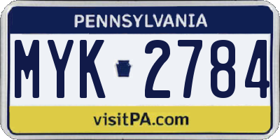 PA license plate MYK2784