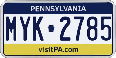 PA license plate MYK2785