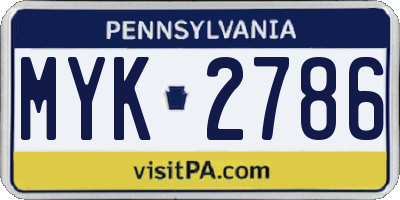 PA license plate MYK2786