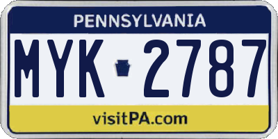 PA license plate MYK2787