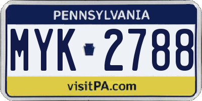PA license plate MYK2788