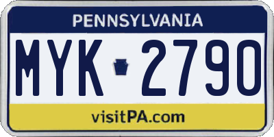 PA license plate MYK2790