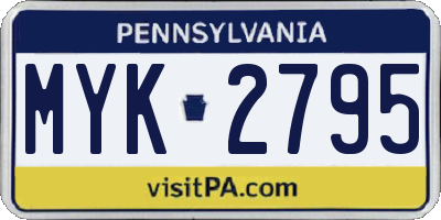 PA license plate MYK2795