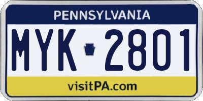 PA license plate MYK2801