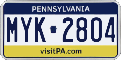 PA license plate MYK2804