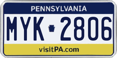 PA license plate MYK2806