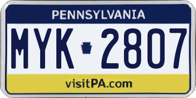 PA license plate MYK2807