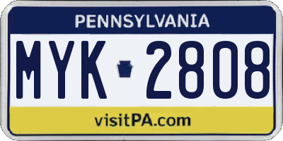PA license plate MYK2808