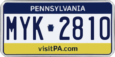 PA license plate MYK2810