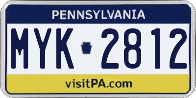 PA license plate MYK2812