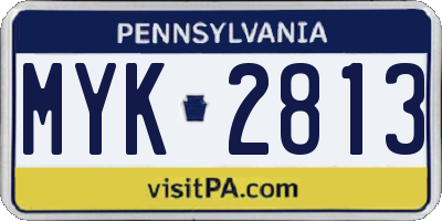 PA license plate MYK2813