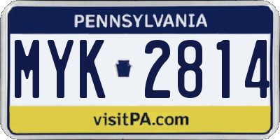 PA license plate MYK2814