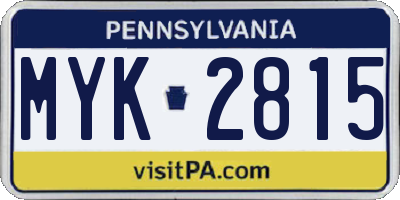 PA license plate MYK2815