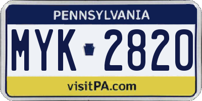 PA license plate MYK2820