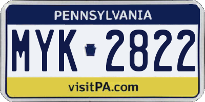 PA license plate MYK2822