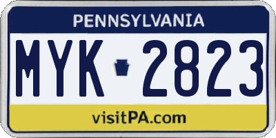 PA license plate MYK2823