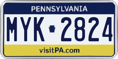 PA license plate MYK2824