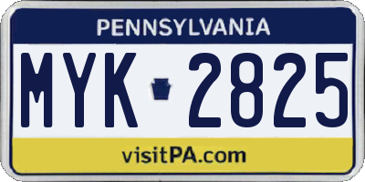 PA license plate MYK2825
