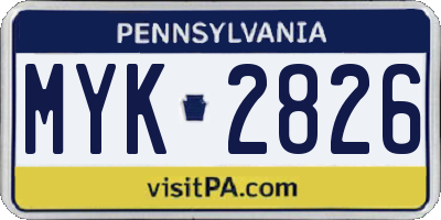 PA license plate MYK2826