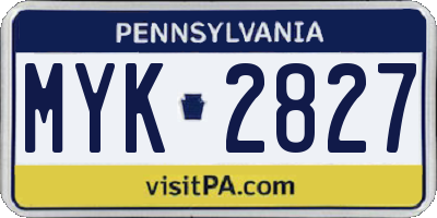 PA license plate MYK2827