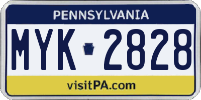 PA license plate MYK2828