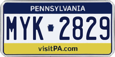 PA license plate MYK2829