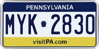 PA license plate MYK2830