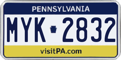 PA license plate MYK2832