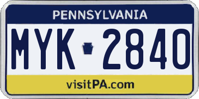 PA license plate MYK2840