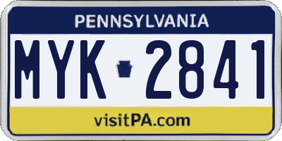 PA license plate MYK2841