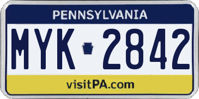 PA license plate MYK2842