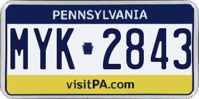 PA license plate MYK2843