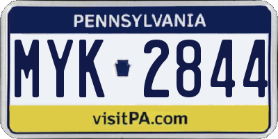 PA license plate MYK2844