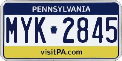 PA license plate MYK2845
