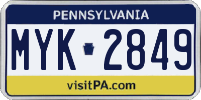 PA license plate MYK2849