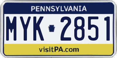 PA license plate MYK2851