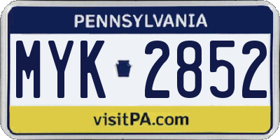PA license plate MYK2852