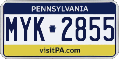 PA license plate MYK2855