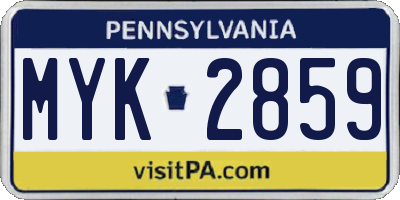PA license plate MYK2859