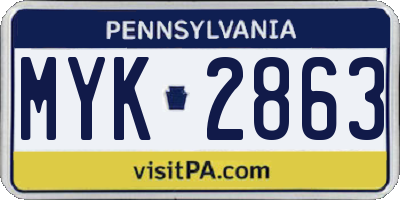 PA license plate MYK2863