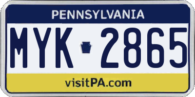 PA license plate MYK2865