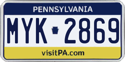 PA license plate MYK2869
