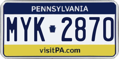 PA license plate MYK2870