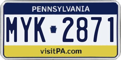 PA license plate MYK2871