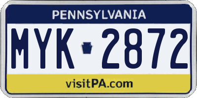 PA license plate MYK2872