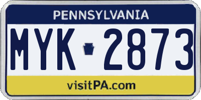 PA license plate MYK2873