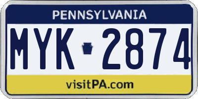 PA license plate MYK2874