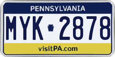 PA license plate MYK2878