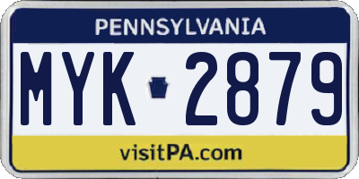 PA license plate MYK2879