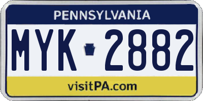PA license plate MYK2882